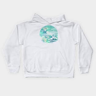 Siren And Ship In Water Kids Hoodie